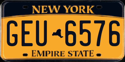 NY license plate GEU6576