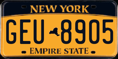 NY license plate GEU8905
