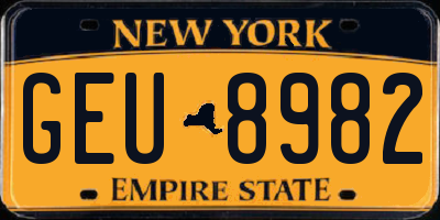 NY license plate GEU8982