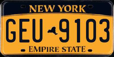 NY license plate GEU9103