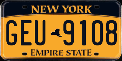 NY license plate GEU9108