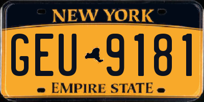 NY license plate GEU9181