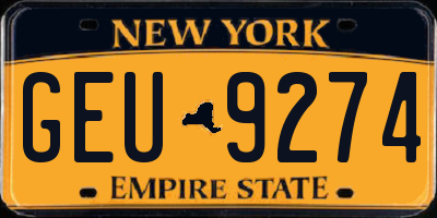 NY license plate GEU9274