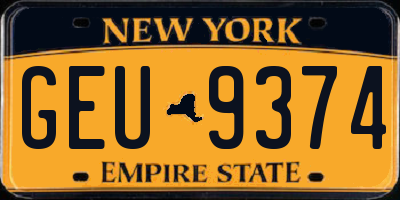 NY license plate GEU9374