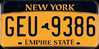 NY license plate GEU9386