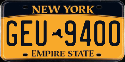 NY license plate GEU9400