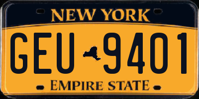NY license plate GEU9401