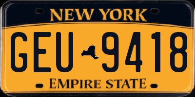NY license plate GEU9418