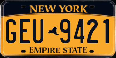 NY license plate GEU9421