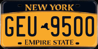 NY license plate GEU9500