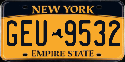 NY license plate GEU9532