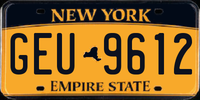 NY license plate GEU9612