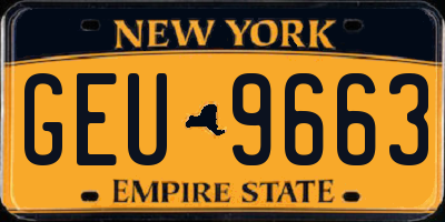 NY license plate GEU9663