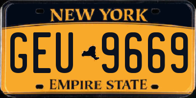 NY license plate GEU9669