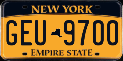 NY license plate GEU9700