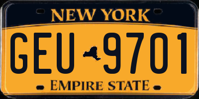 NY license plate GEU9701