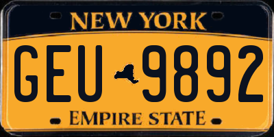 NY license plate GEU9892