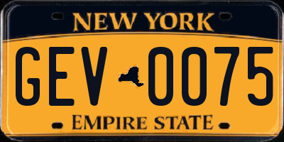 NY license plate GEV0075