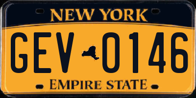 NY license plate GEV0146