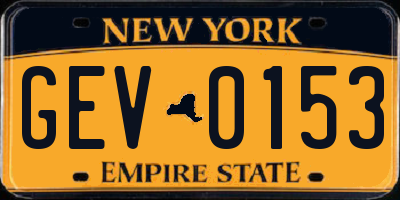 NY license plate GEV0153