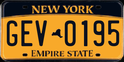 NY license plate GEV0195