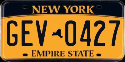 NY license plate GEV0427