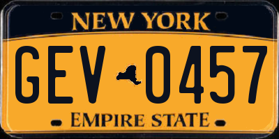 NY license plate GEV0457