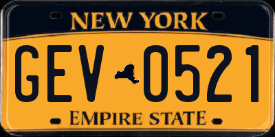 NY license plate GEV0521