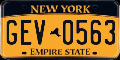 NY license plate GEV0563