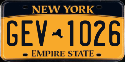 NY license plate GEV1026