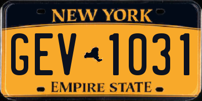 NY license plate GEV1031