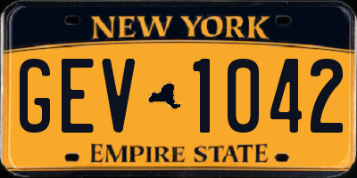 NY license plate GEV1042