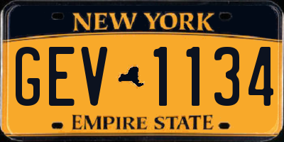 NY license plate GEV1134