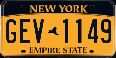 NY license plate GEV1149