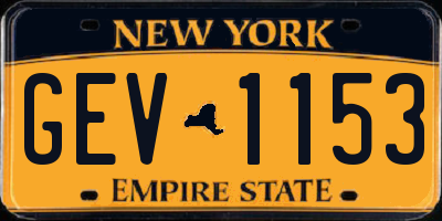 NY license plate GEV1153