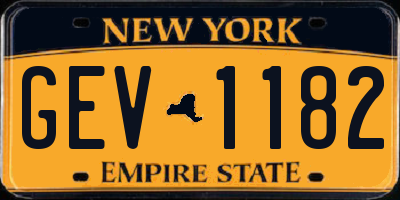 NY license plate GEV1182