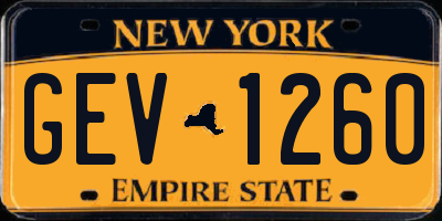 NY license plate GEV1260