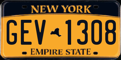 NY license plate GEV1308