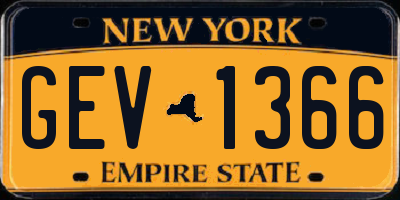 NY license plate GEV1366
