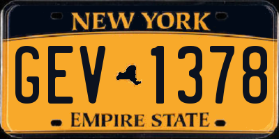 NY license plate GEV1378