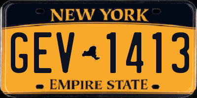 NY license plate GEV1413
