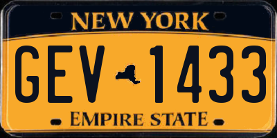 NY license plate GEV1433