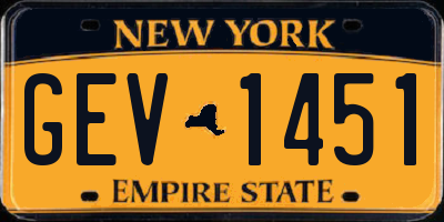 NY license plate GEV1451