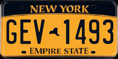 NY license plate GEV1493