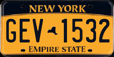 NY license plate GEV1532