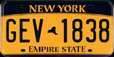 NY license plate GEV1838