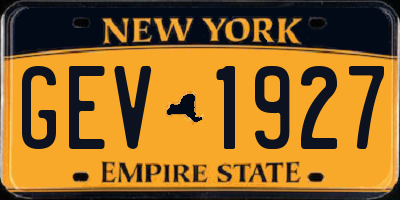 NY license plate GEV1927