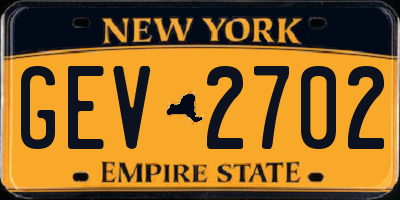 NY license plate GEV2702