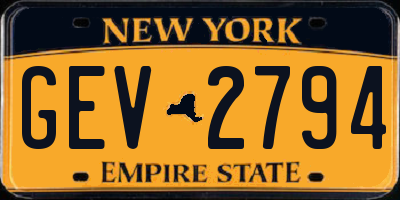 NY license plate GEV2794