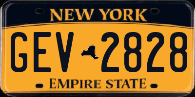 NY license plate GEV2828